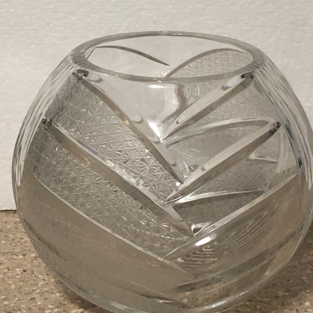 Clear Full Lead Crystal Cut-Glass Decorative Bowl Vase